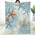 thumbnail image 1 of Creowell Nautical Coastal Blanket Starfish Seashell Coral Beach Themed Throw Blankets Gifts for Adults Sea Ocean Theme Lightweight Soft Cozy for Sofa Couch Bed Room Birthday Decor 40*50in, 1 of 7