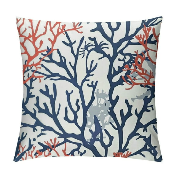 Creowell  Nautical Coastal Throw Pillow Covers Decorative Outdoor Pillow Covers  Ocean Themed Beach Coral Print Pillowcases for Bedroom Living Room Patio Couch,