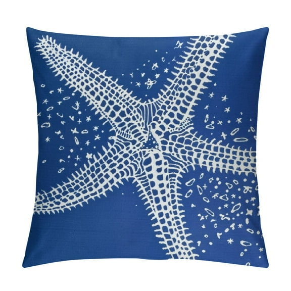 Creowell Nautical Coastal Throw Pillow Covers - Ocean Themed - Beach, Coral, Starfish, Seashell - Couch Pillow Covers - Outdoor, Sofa Cushion Cover - Modern Decor for Bed, Living Room - Blue White