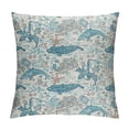 thumbnail image 1 of Creowell  Nautical Throw Pillow Cushion Cover, Pastel Toned Sea Shell Starfish Mollusk Seahorse Coral Reef Motif Design, Decorative Square Accent Pillow Case White, 1 of 5