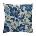 thumbnail image 1 of Creowell Navy Blue Brown Floral Block Print Pillow Covers Vintage Flower Rustic Old Style Modern Patterned Cream Decorative Throw Pillow Cases Outdoor Farmhouse Decor for Sofa Couch Bed 18x18in, 1 of 5