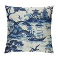 thumbnail image 1 of Creowell Navy Blue Chinoiserie Pillow Covers Asian Scenic Decorative Outdoor Throw Pillows Tree Birds Pagoda Pillow Case Square Cushion Cover Decor for Sofa Couch Bed, 1 of 5