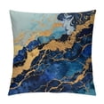 thumbnail image 1 of Creowell Navy Blue Gold Decorative Throw Pillows Covers Marble Outdoor Teal Abstract Patio Pillow Decor Couch Cushions for Indoor Bedroom Decoration 12x12in, 1 of 5