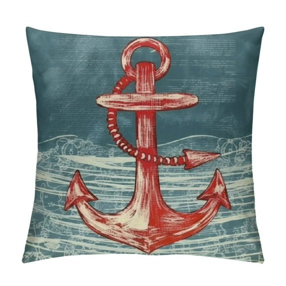 Creowell Navy Blue Nautical Throw Pillow Covers Coastal Anchor Rudder Beach Outdoor Throw Pillows Decorative Cushion Covers for Couch Bed Sofa Pillowcases