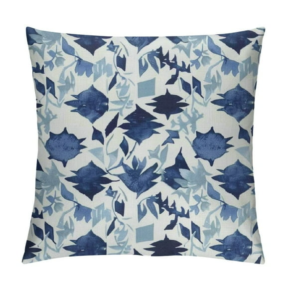 Creowell  Navy Throw Pillow Cushion Cover, Abstract Ikat Chevron Zigzag Folk Traditional Image, Decorative Square Accent Pillow Case, Purple Slate Blue White