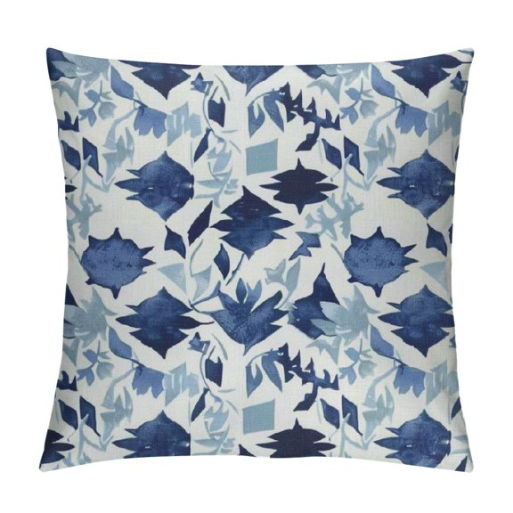 Creowell  Navy Throw Pillow Cushion Cover, Abstract Ikat Chevron Zigzag Folk Traditional Image, Decorative Square Accent Pillow Case, Purple Slate Blue White