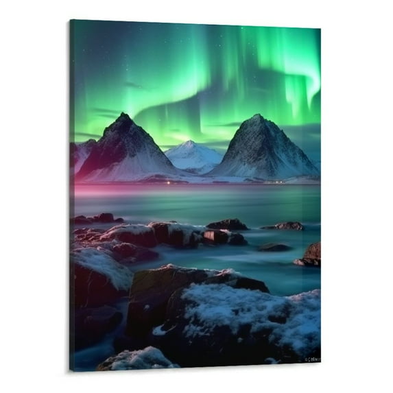 Creowell Northern Lights Coastal Wall Art Home Decor - Wonders with Aurora Borealis Wall Art Print For Home Decor, Office Decor & Kids Bedroom Wall Decor. Perfect For Astronomy Lovers 16x20 Inch