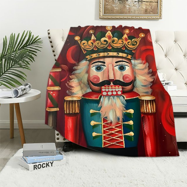 Creowell Nutcracker Crown Swirls Throw Blanket for Bed Couch Chair All