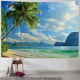 thumbnail image 1 of Creowell  Ocean Beach Tapestry Tropical Seaside Island Palm Tree Waves Wall Tapestry Summer Hawaii Paradise Landscape Wall Hanging Hippie Bohemian Wall Art for Living Room Decor 40x30inch, 1 of 6