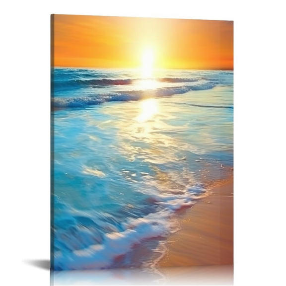 Creowell Ocean Pictures Beach Pictures Beautiful Sunrise over the Sea Pictures Print on Canvas Wall Decor Beach Pictures of the Beach Wall Decor Beach Stretched and Framed 16x20 in/12x16 in