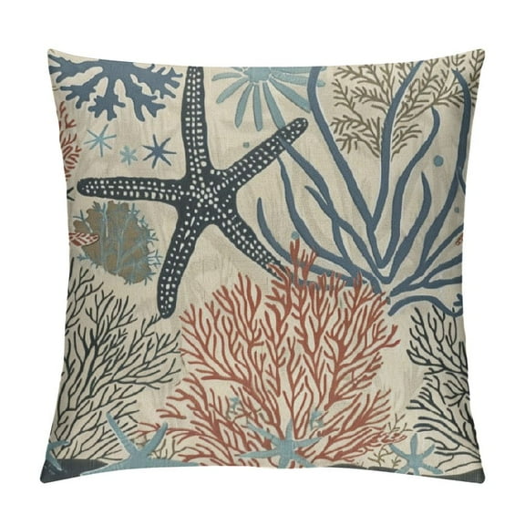 Creowell  Ocean Starfish Throw Pillow Cover,  Summer Sea Cushion Case Decoration for Sofa Couch Multi Size