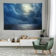 thumbnail image 1 of Creowell  Ocean Tapestry, Romantic Full Moon Between Clouds Over a Quiet Dramatic Sea Tranquil Image, Wide Wall Hanging for Bedroom Living Room Dorm,60x40 Inch, Navy Blue 60x40in, 1 of 7
