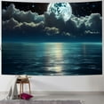 thumbnail image 1 of Creowell  Ocean Tapestry Wall Hanging Blue Sea Night Sky Natural Scenery Tapestry Moon Over the Ocean Hippie Art Tapestries for Living Room Bedroom Teen Dorm Party Indie Decor 50x40inch, 1 of 6