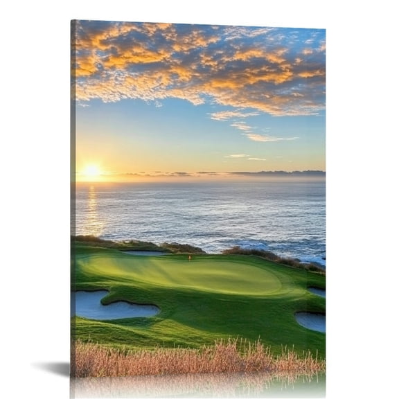 Creowell Ocean View Sunset Print Canvas Wall Decor Ready to Hang 16x20in