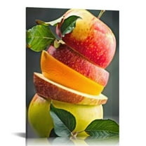 Creowell  Orange Apple Sliced Fruits Dining Room Kitchen Wall Art Food Store Decor Frame Canvas Print for Living Room Wall Decor Ready to Hang Home Decor 12x16 in
