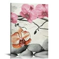 thumbnail image 1 of Creowell  Orchid Flower Painting Wall Art Zen Stones Pink Floral Pictures Prints Peaceful Meditation Artwork Home Bathroom Yoga Room Spa Decoration Ready to Hang 16x20 in, 1 of 5