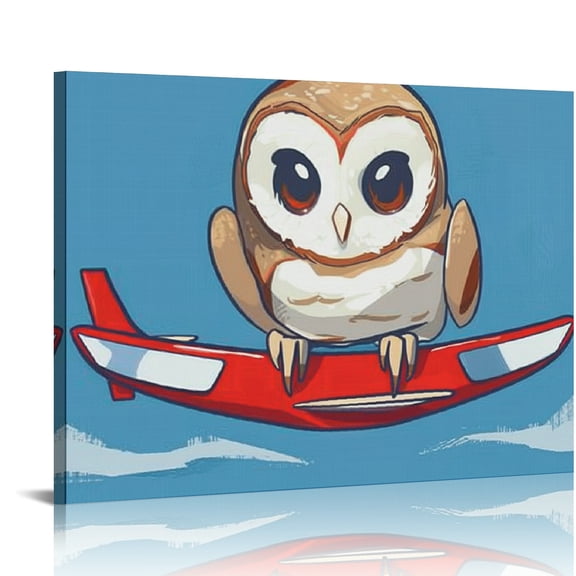 Creowell Owl Canvas Print Wall Art Ready To Hang Home Decor 16x12in
