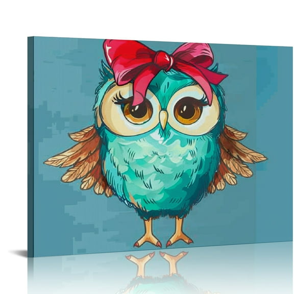 Creowell Owl Canvas Print Wall Art Ready To Hang Home Decor 16x12in