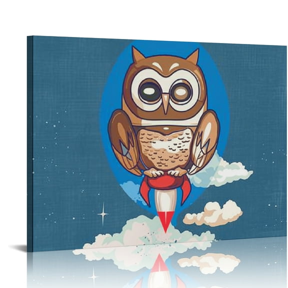 Creowell Owl Clouds Canvas Prints Wall Art Home Decor Ready To Hang 20x16in