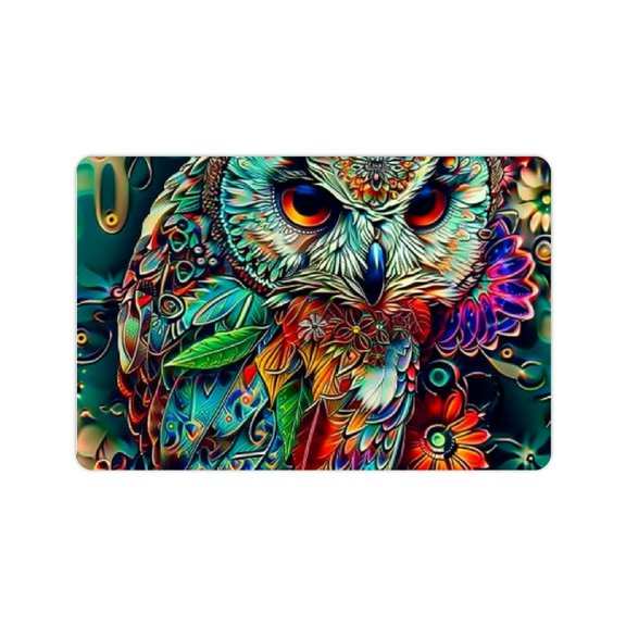 Creowell Owl Flower Psychedelic Art Bath Mat Fast Absorption Home 24x16in