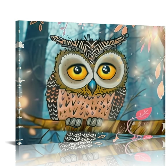 Creowell Owl Tree Branch Wild Canvas Print Wall Art Home Decor 20x16in