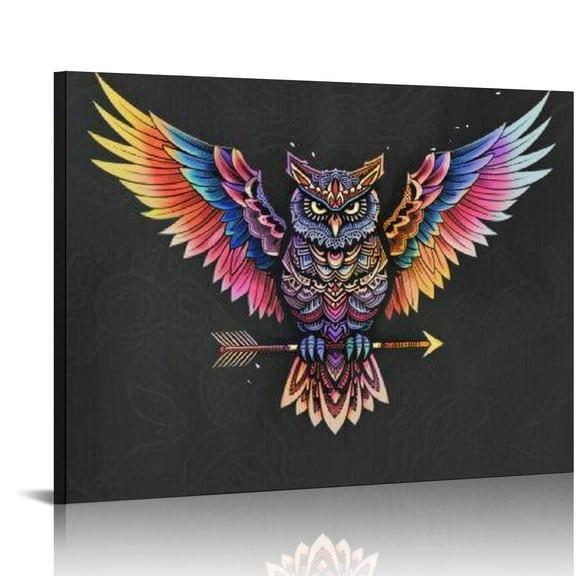 Creowell Owl Wings Arrow Canvas Wall Art Home Decor Ready To Hang 16x12in
