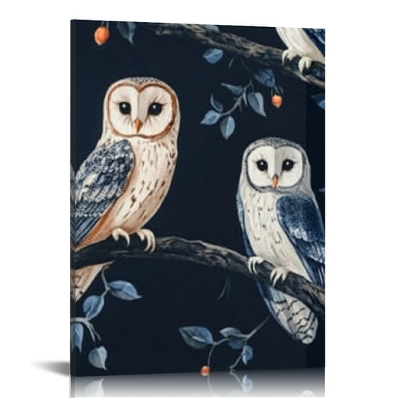 Creowell Owls Tree Branch Canvas Print Art Modern Wall Decor for Home Living Room Bathroom Bedroom Office 12x16in