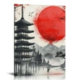 thumbnail image 1 of Creowell Pagoda Sunrise Print On Canvas Wall Art Home Decor 12x16in, 1 of 5
