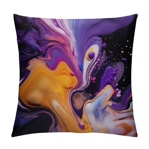 Creowell Painting of Blue and Pink Liquid ,Printed Throw Pillow Square Decorative Pillow for Sofa, Chair, Daybed, Blue and Pink