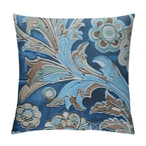 Creowell Paisley Pattern Pillow Covers Blue Brown Cream Square Couch Pillow Cases Multicolor Flower Decorative Throw Pillows Home Decor for Living Room Bedroom Sofa Couch Cushion White