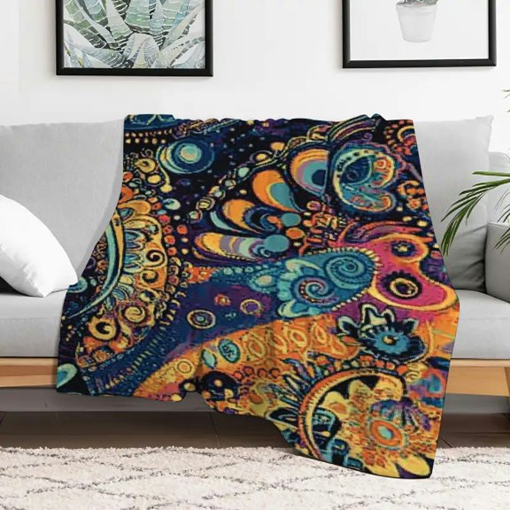 Creowell Paisley Pattern Psychedelic Fuzzy Flannel Blanket 50x60 40x50in