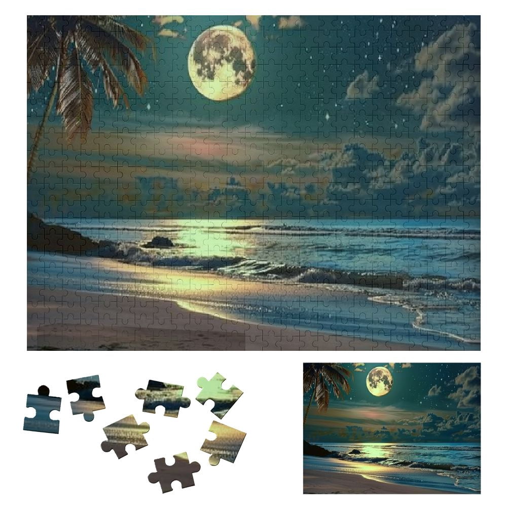 Creowell Palm Tree Moonlight Wooden Jigsaw Puzzle for Adults ...