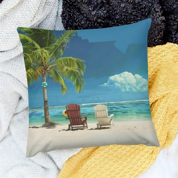 Creowell Palm Tree Pillow Covers for Home Sofa Couch Decoration, Set of 1, Ultra Soft Linen Material 18x18in