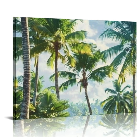 Creowell Palm Trees Clouds Sky Canvas Wall Art Home Decor 16x12in