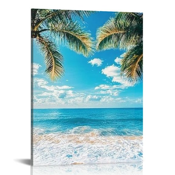 Creowell Palm Trees Ocean Canvas Print Wall Art Home Decor 12x16in