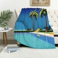 thumbnail image 1 of Creowell Palm Trees Throw Blanket for Couch Sofa Bed Office Travel Camping School Flannel Lightweight Blanket All Seasons 60x80in, 1 of 6