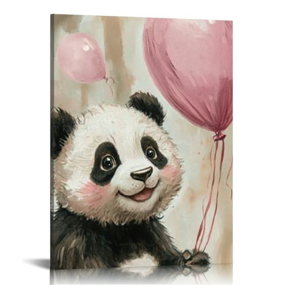 Creowell Panda Bear Balloons Cute Canvas Print Wall Art Decor 16x20in