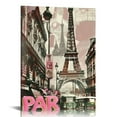 thumbnail image 1 of Creowell  Paris Canvas Wall Art Pink Eiffel Tower Paris Decor for Bedroom Canvas Print Wall Art Girls Romantic French Cityscape Framed Print Oil Paintings Living Room Bathroom Kitchen, 1 of 5