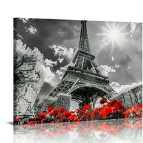 Creowell Paris Wall Art City Landscape Canvas with Eiffel Tower Prints Black and White Street Picture Decor for Bedroom 20x16 in/16x12 in