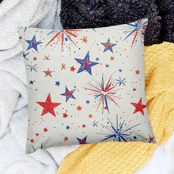 Creowell Party Supplies Stars Fireworks Paper Texture Throw Pillow Cover for Home Sofa Couch - Set of 1, Linen Material 18x18in