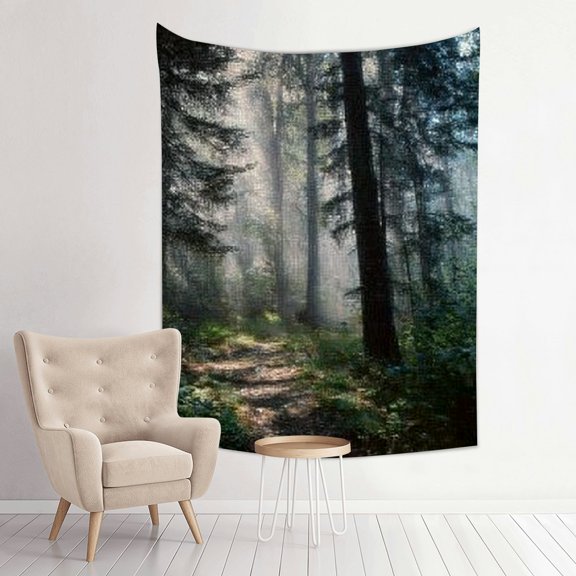 Creowell Path Woods Fog Wall Art Tapestry 100% Polyester Home Decor 30*40in