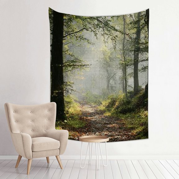 Creowell Path Woods Fog Wall Art Tapestry 100% Polyester Home Decor 30*40in