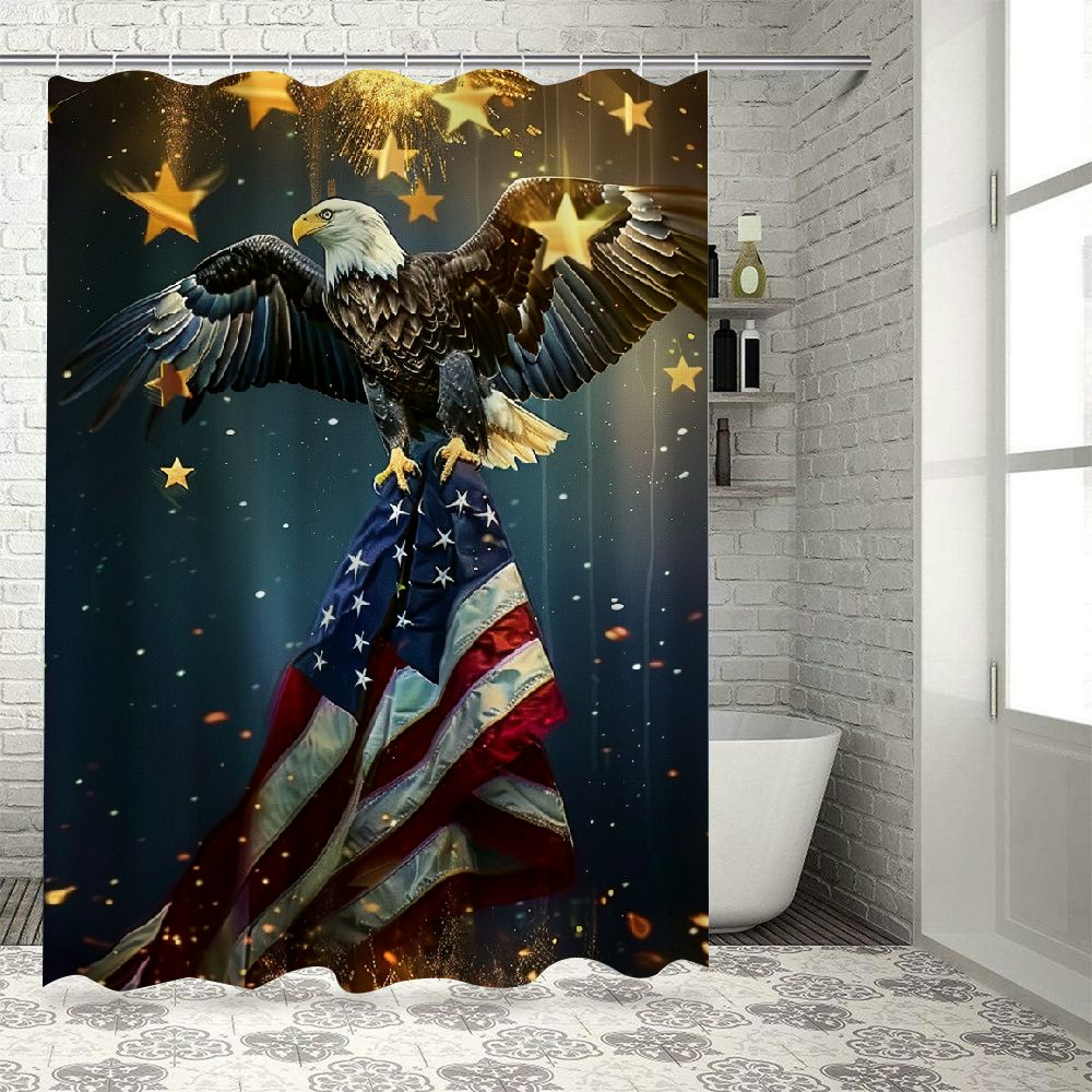 Whaline 12-Pack Patriotic Stars Shower Curtain Hooks - Red, White & Blue 4th Of July Decor, Resin With Metal Hooks For Bathroom, Living Room - View #2