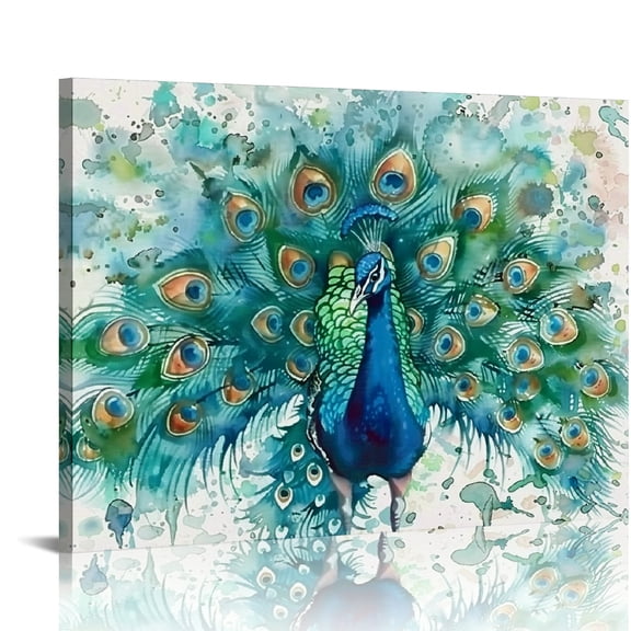 Creowell Peacock Feathers Canvas Print Wall Art Home Decor 16x12in