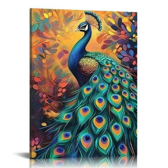 Creowell Peacock Feathers Canvas Wall Art Home Decor 12x16 16x20 12x16in