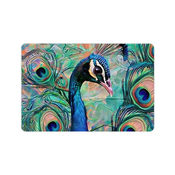 Creowell Peacock Feathers Diatom Mud Bath Mat Fast Absorption Home 24x16in