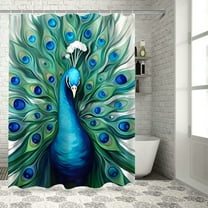 Creowell Peacock Feathers Pretty Shower Curtain Bathroom Decor 100% Polyester Fiber Home Bathtubs Decoration with Hooks 36x72