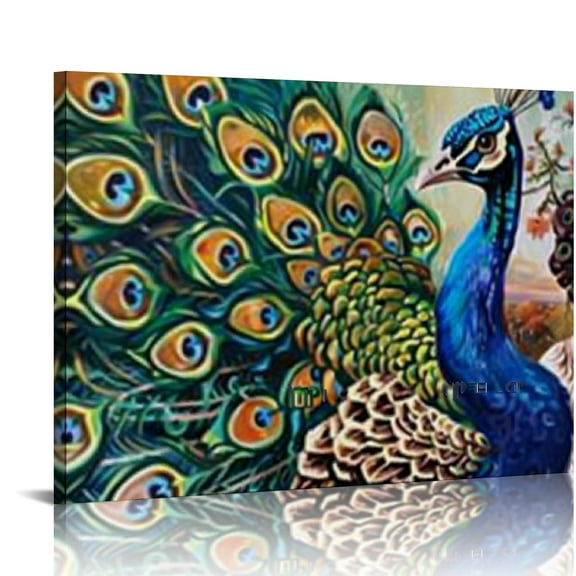 Creowell Peacock Wall Decor Canvas Prints Ready To Hang Art 16x12in