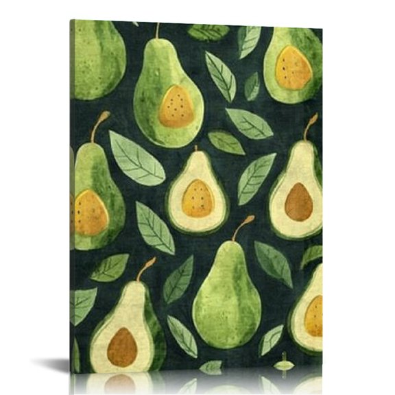 Creowell Pears Leaves Pattern Modern Canvas Print Wall Art Decor 12x16in