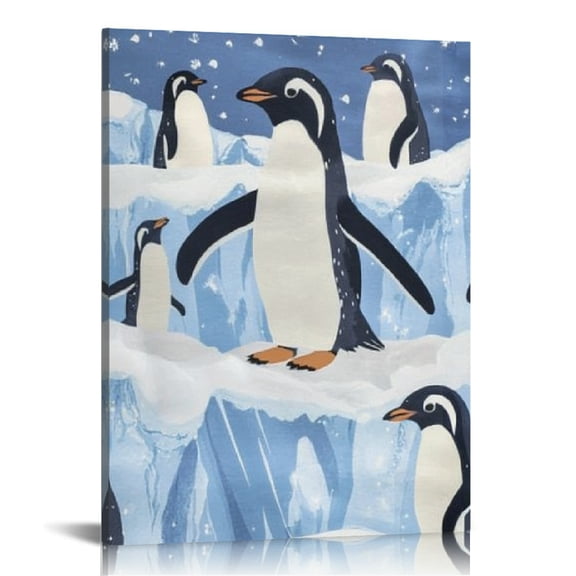 Creowell Penguin Snow Ice Canvas Prints Wall Art Home Decor 12x16 12x16in